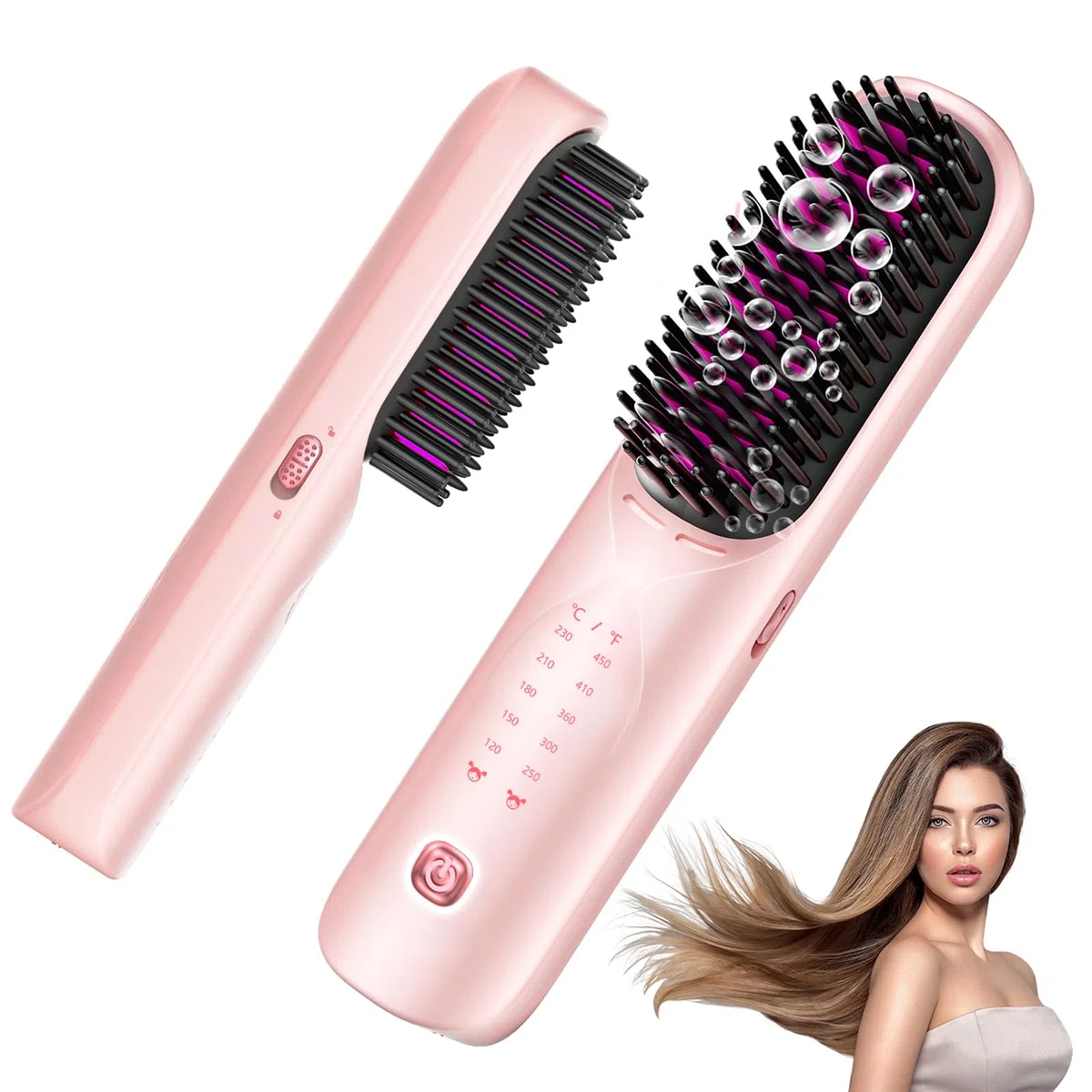 Bopcal Cepillo Alisador Pelo Inalámbrico, 10000mAh Mini Plancha del Pelo Profesional 3 in 1, Calentamiento Rápido 30S, Anti-Escaldaduras, 6 Temperaturas, 120-230 ℃, Use en Casa/Viaje