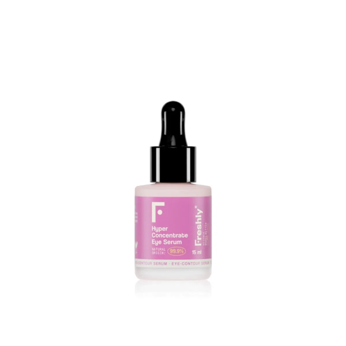 Freshly Cosmetics Contorno de Ojos Natural Hyper-Concentrate Eye Serum 15 ml | Fórmula 99,9% Natural con Ácido Hialurónico Vegetal | Ayuda a Mejorar la Apariencia de Ojeras, Bolsas y Arrugas