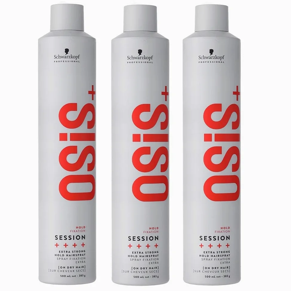 3 aerosoles Schwarzkopf Osis Session para fijación extrema, 500 ml