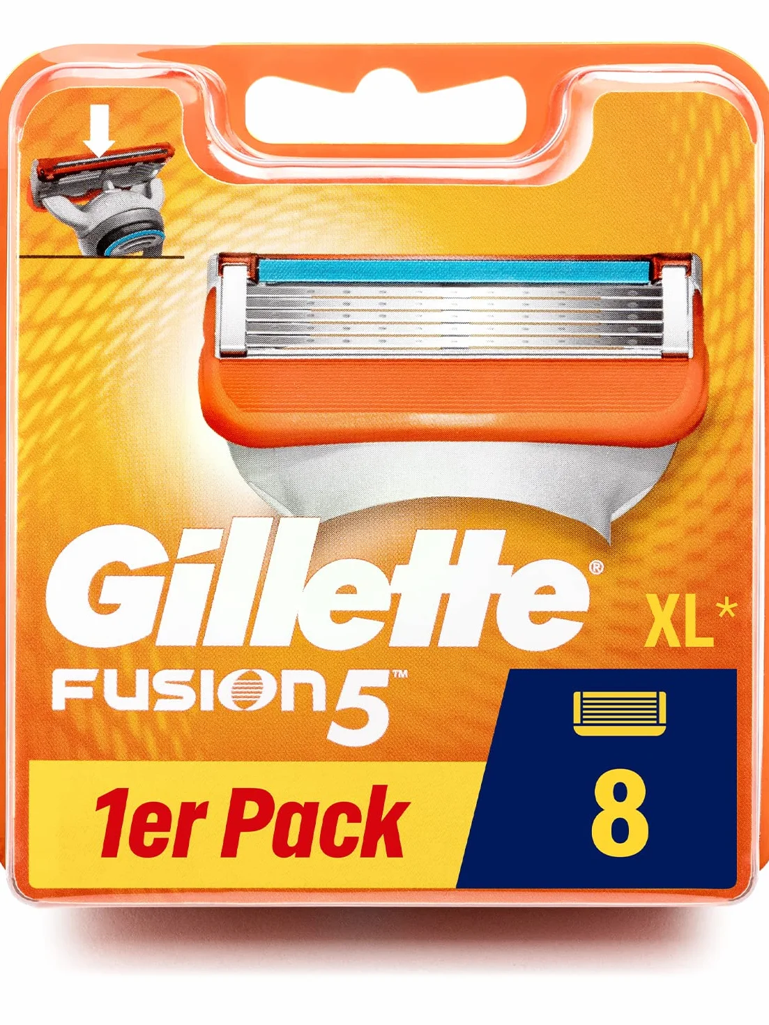Gillette Fusion 5 cuchillas de afeitar, 8 cuchillas de repuesto para maquinilla de afeitar húmeda para hombre con 5 hojas