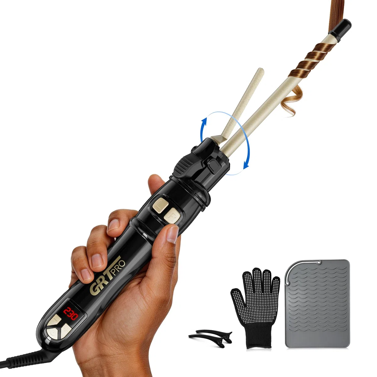 Rizador De Pelo Automático 9mm – Tenacillas Para Rizar El Pelo Profesional Para Rizos Pequeños Con 14 Niveles De Calor (100-230 °C), Pantalla LED, Calentamiento Rápido De 30s, Apagado Automático