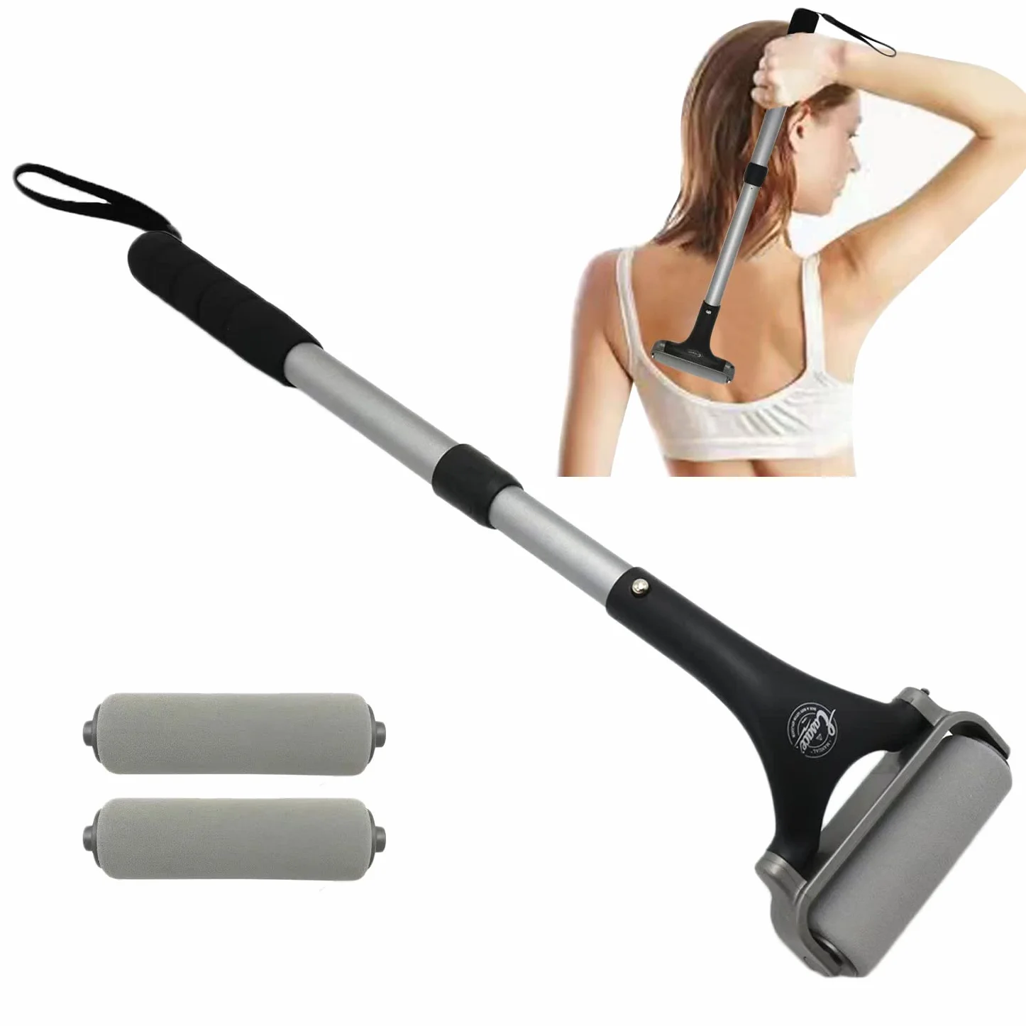 Easace Aplicador de loción para espalda y cuerpo, fácil autoaplicación de cepillo de baño para ducha, gel de baño, crema para la piel, bronceador, bronceado (Platero)