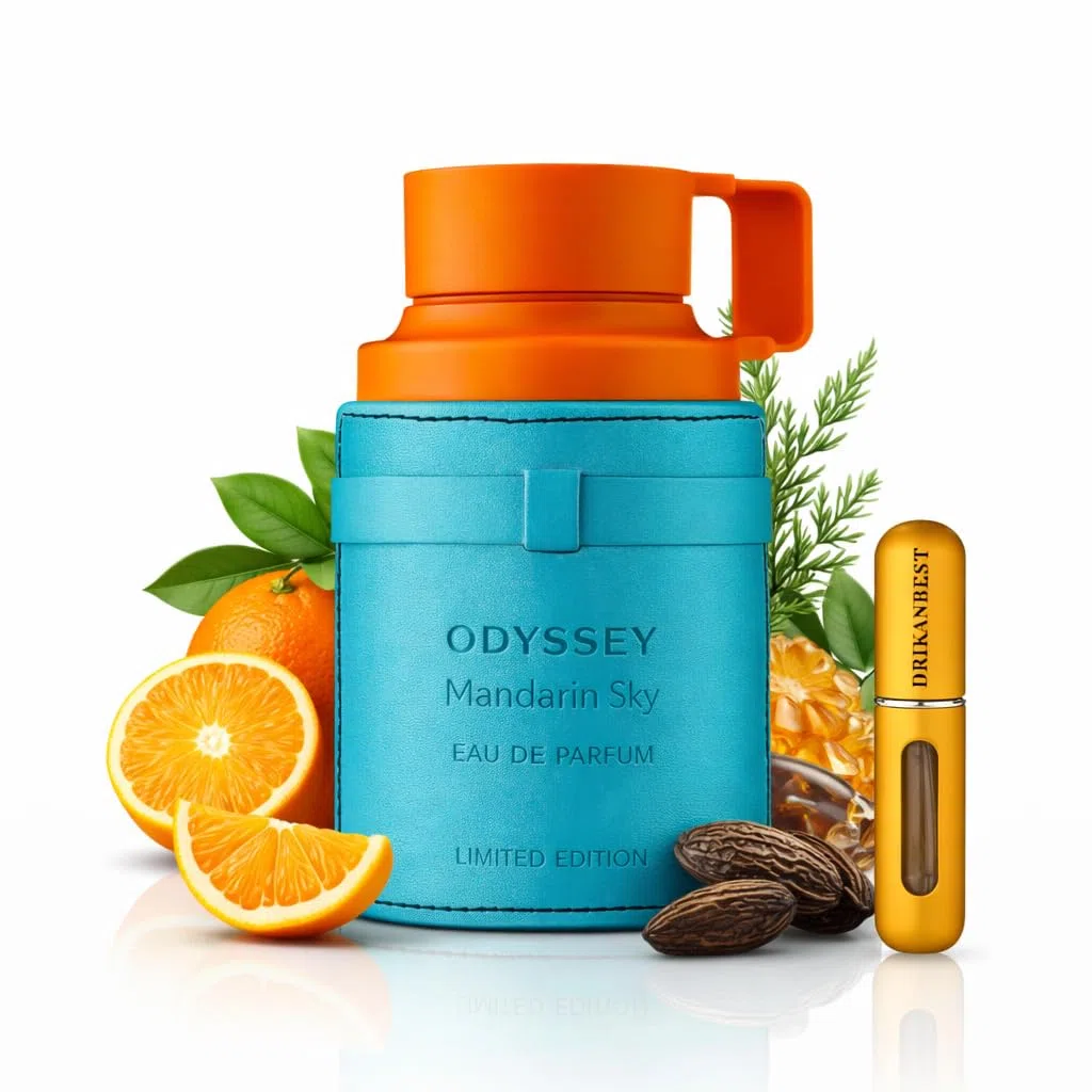 Perfume Odyssey Mandarin Sky – Perfume Árabe para Hombre 100ml | Fragancia Cítrica-Amaderada de Larga Duración | Elegante y Sensual | Producto Original + Atomizador 5ml de Regalo