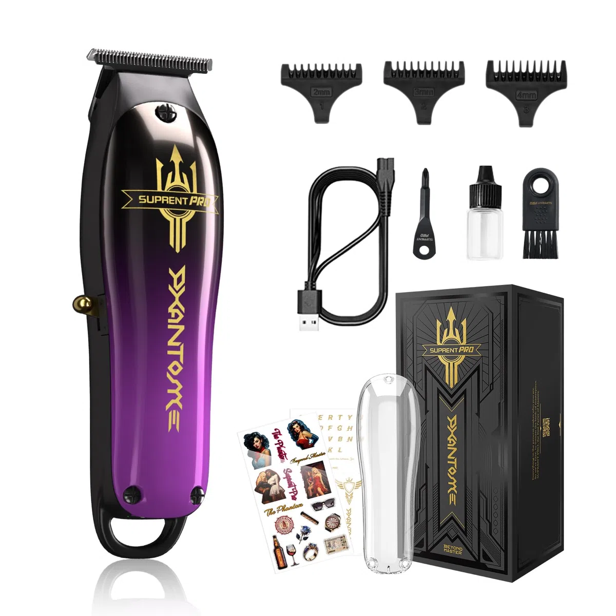 SUPRENT Pro - Cortacésped para hombre profesional – Recargable para el pelo – Cortacésped de hoja en T – Cero brecha corte preciso recortador inalámbrico – DIY personalizable